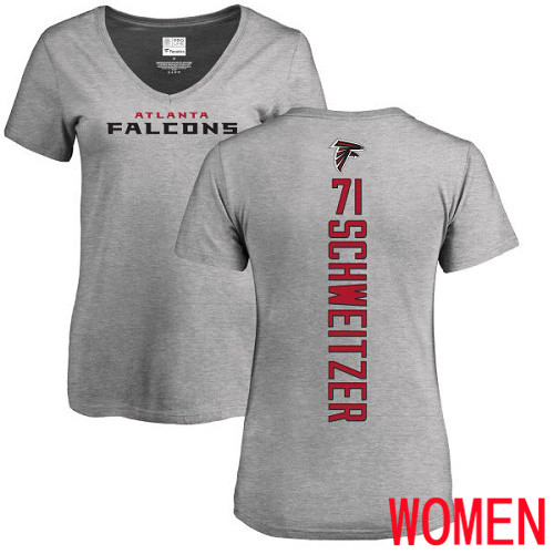 Atlanta Falcons Ash Women Wes Schweitzer Backer NFL Football #71 T Shirt